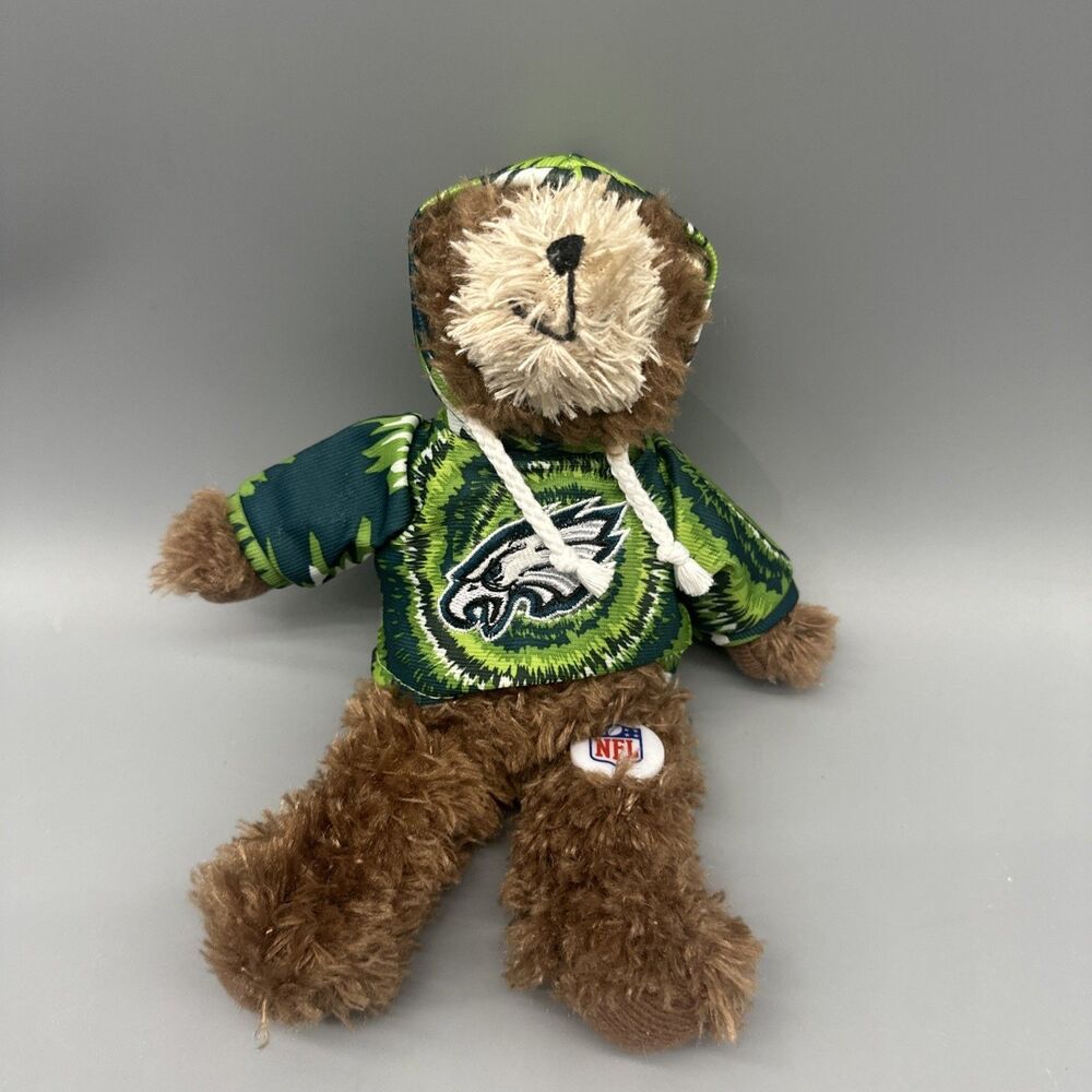 NFL Philadelphia Eagles Teddy Bear Wearing Tie Dye Hoodie Stuffed Animal Plush